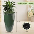 thumbnail image 3 of Bibana 2 Packs 21 inch Tall Planter, Indoor Outdoor Round Planter for Porch, Large Plant Pot with Drainage Hole for Home Garden Front Door, Modern Decorative Pots for Plants (Green), 3 of 5