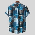 thumbnail image 5 of MIUOWANP Men's Short Sleeve Shirts Casual Hawaiian Style Print Button Lapel Beach Shirt Size XL(10)Blue, 5 of 9