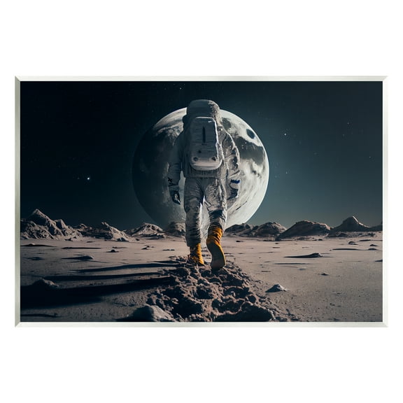 Stupell Industries Man On Moon Outer Space Astronaut Fairy Tales & Fantasy Painting Unframed Art Print Wall Art