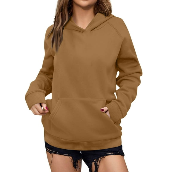 qucoqpe Womens Basic Long Sleeve Versatile Hooded Sweatshirt Fashionable Cozy Solid Hoodies Fall Winter Casual Sweatshirts for Women