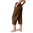 thumbnail image 4 of BUIGTTKLOP Capris Pants for Women Casual Summer 2026 Straight Wide Leg Loose Drawstring Elastic Waist Cropped Trouser, 4 of 6