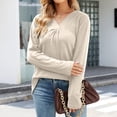 thumbnail image 6 of gakvbuo Sweaters For Women Fall Fashion 2022 Pullover Sweatshirts Fashion Woman Long Sleeve V-Neck Loose Sweatshirt Solid Blouse Tops, 6 of 9