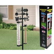 FOX VALLEY TRADERS Weather Vane Station 56" Tall W/ Poll Thermometer Rain Gauge Wind Spinner Meter