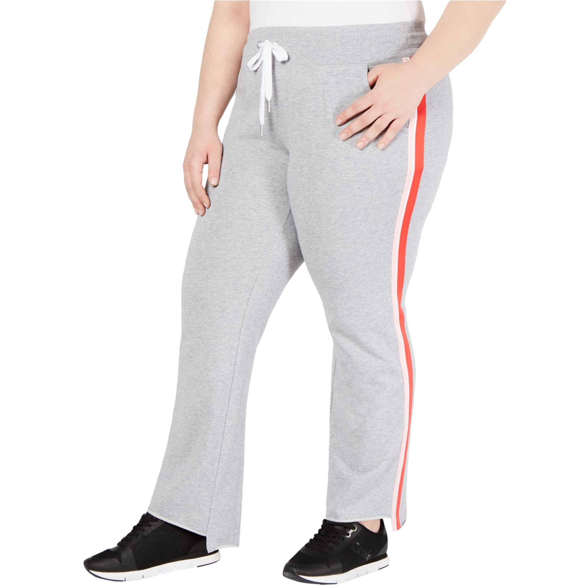Calvin Klein Pantalon Jogger Décontracté à Ourlet Rayé pour Femmes, Gris, Grande Taille, 2X