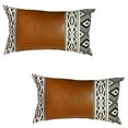 thumbnail image 2 of Mike&Co New York Decorative Vegan Faux Leather Throw Pillows Set of 2 Brown 12x20, 2 of 6