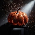 thumbnail image 2 of Fall Decor Halloween Retro Mirror Glass Disco Pumpkin Decor Sparkling Light Reflecting Tabletop Centerpiece Glass Tile Pumpkin Ornament for Mantel Window Party, 2 of 6