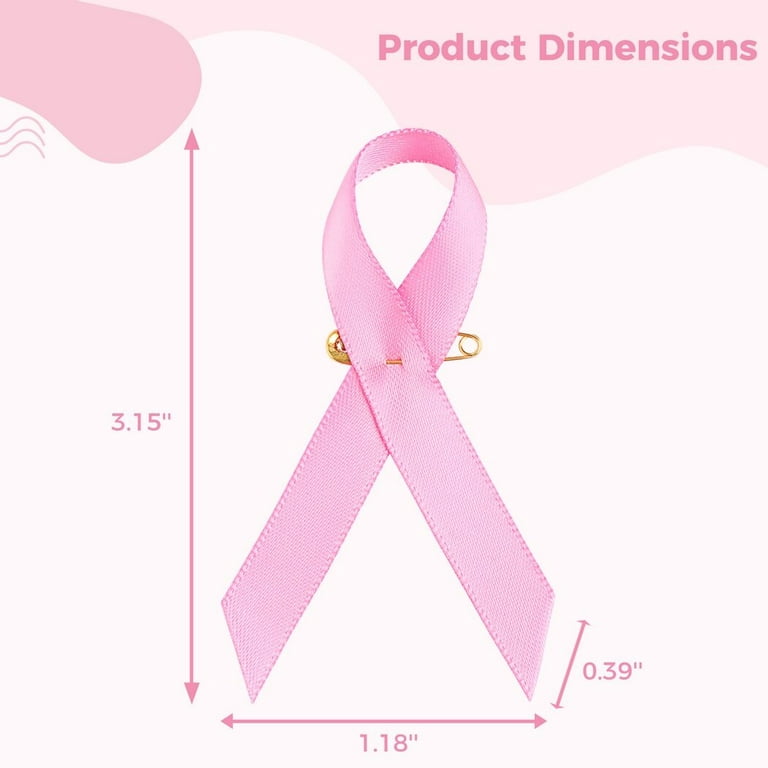 150 Pcs Breast Cancer Awareness Pink Ribbons Pins Wired Fabric Ribbons with  Safety Pins Lapel Pin Satin Ribbon for Charity Public Social Event Welfare