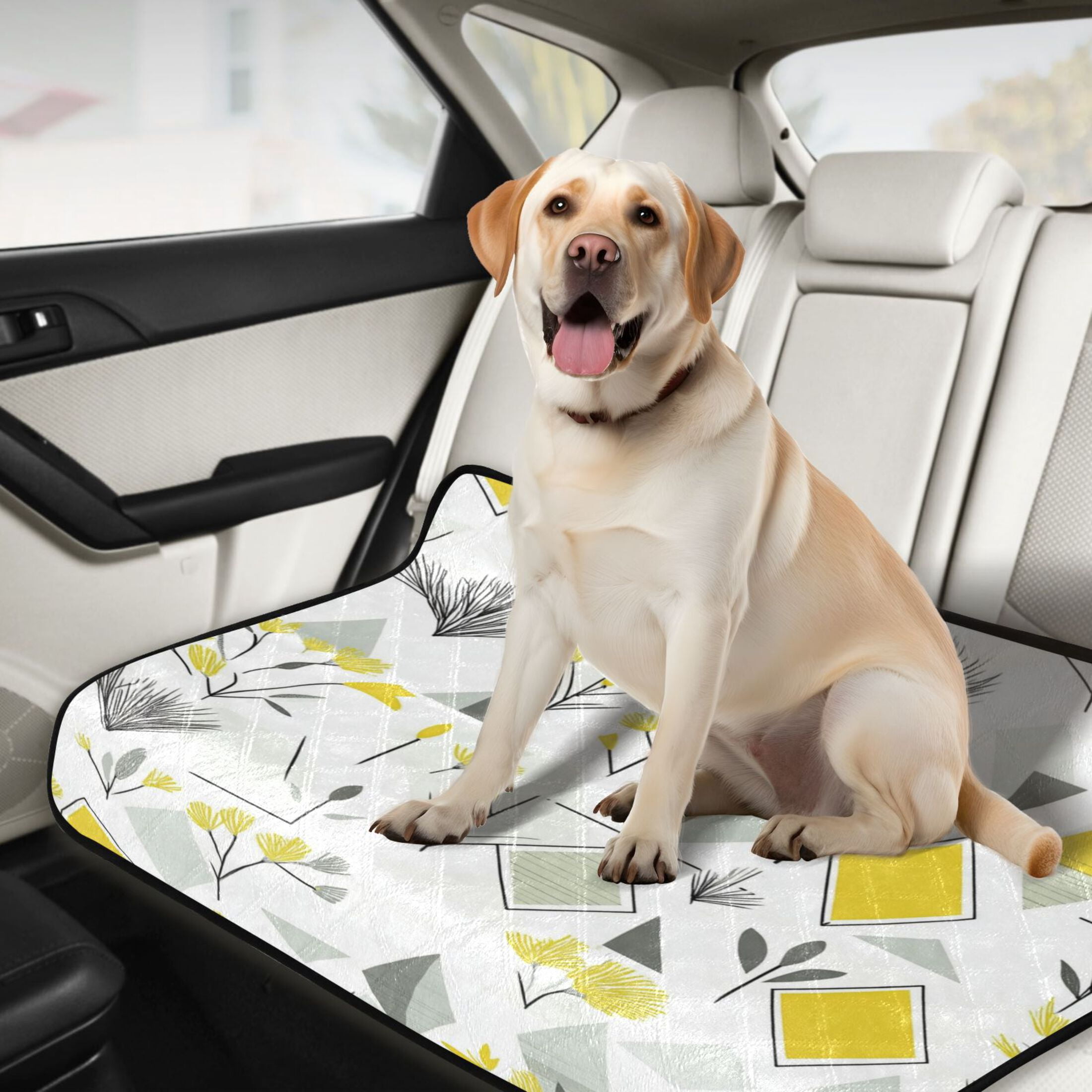 Washable Pet Pee Pads with Super Absorbent Reusable Training Pads for Dogs & Cats Yellow and Gray Geometric