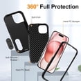thumbnail image 3 of Case for iPhone 15 Plus/14 Plus, Heavy Duty Durable Military Grade Shockproof Protective Non-slip Kickstand Soft Silicone Hard PC 2 In 1 Hybrid Cover Case for iPhone 15 Plus/14 Plus, Black+Black, 3 of 9
