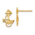 thumbnail image 1 of 14K Yellow Gold Anchor with Rope Trim Post Earrings, 1 of 2