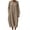 Coffee, variant on Tqcoqu Women's Crew Neck Cotton Linen Midi Dress with Pocket,Loose Fit Side Crinkle Texture Casual Long Tunic Dress
