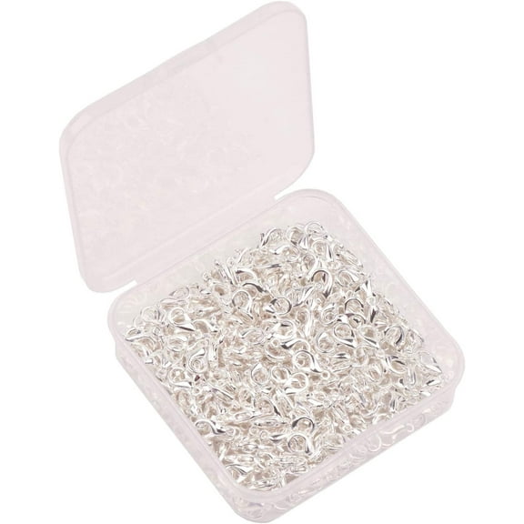 100pcs Alloy Lobster Clasps Clip DIY Necklace Jewelry Finding Making Accessories Fastener Hook (Silver, 10x6mm/0.39x0.23inch)