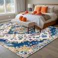 thumbnail image 4 of Boho Tribal Washable Area Rug 5 x 7 ft Retro Style Flowers , Soft Non Slip Rugs Stain Repellent Indoor Felt Carpet for Living Dining Room Bedroom Home Office, 4 of 9