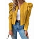 thumbnail image 3 of Chaqueta Corta de Larga para Mujer, con Cremallera, Abrigo, Ropa de Abrigo, Atuendo de Otoño, Chaquetones Amarillo Brillante M, 3 of 9