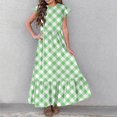 thumbnail image 4 of 2025 Girls Dresses with Pockets 6-12 Years Kids Ruffle Short Sleeve Crew Neck Trendy Plaid Printed Pullover Long Maxi Dress, 4 of 7