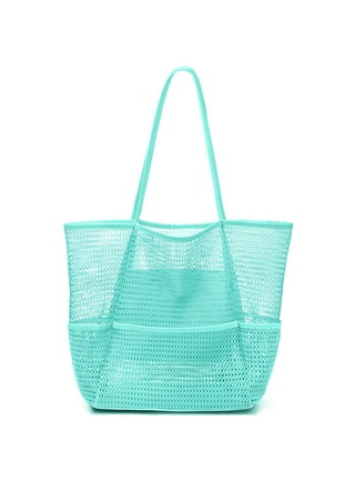 Red Suricata XL Mesh Beach Bag Tote - Turquoise Green & Orange