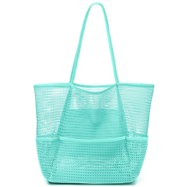 KPX Mesh Beach Bag, Tote Bag for Women Large Foldable Mesh Swimming Bag