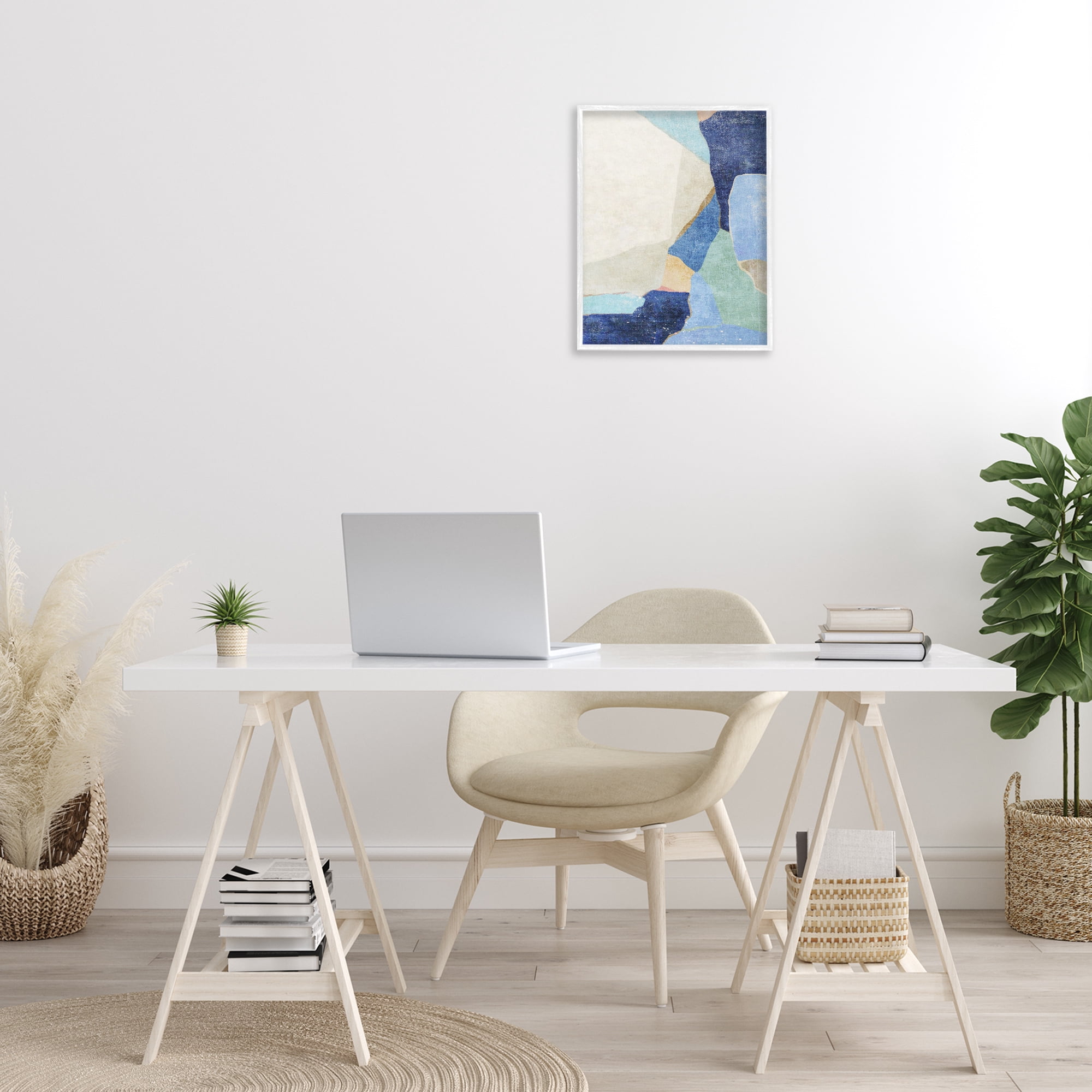 Stupell Industries Geometric Patterned Shapes Abstract Painting White Framed Art Print Wall Art, 16 x 20