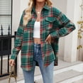 thumbnail image 2 of Women's Lightweight Flannel Plaid Button Down Shirts Oversized Long Sleeve Shacket Jacket Tops, 2 of 6
