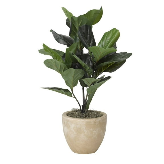 D & W Silks Natural Touch Fiddle Leaf Fig Plant in Round Clay Planter
