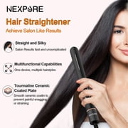 NEXPURE 1 Flat Iron, 2 in 1 Hair Straightener and Curler with Floating Plates, 5 Temp Settings Styler for All Hair Types, Black