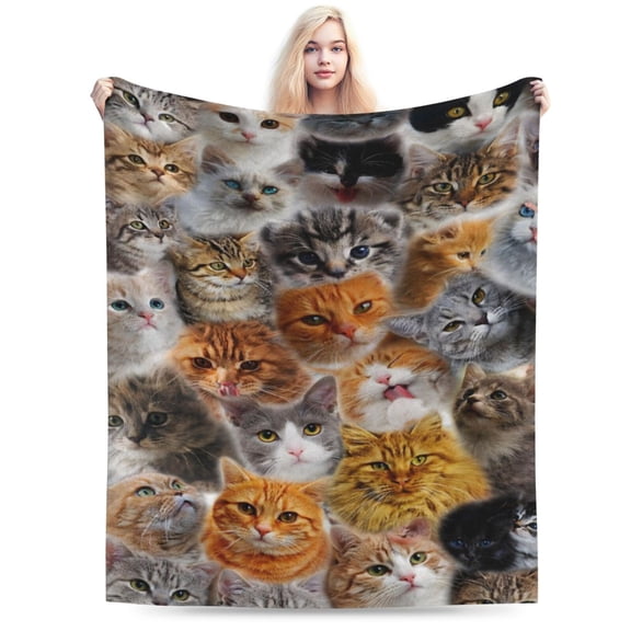 Large Fleece Throw Blanket for Couch Sofa, Fuzzy Soft Cozy Blankets and Throws Warm Lightweight Plush Lap Blanket for Women Men, Cute Cats Pattern 50x40