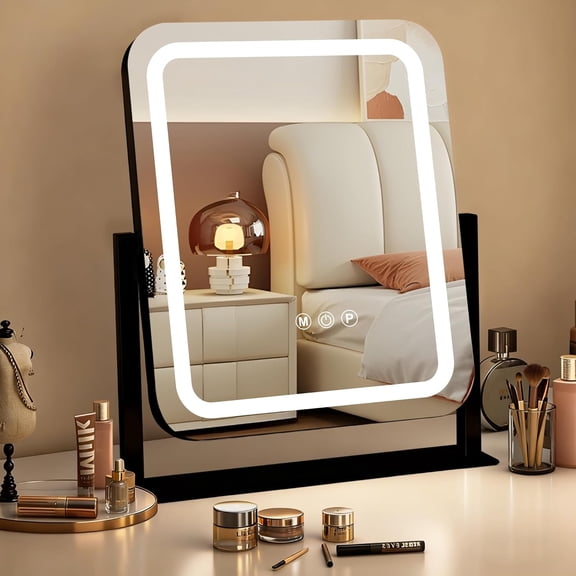 23" x 18" Vanity Mirror with Lights, Led Makeup Mirror, Lighted Makeup Mirror with 3 Color Dimmable Lights, Smart Touch Screen Control, Aluminum Metal Frame,USB Charging Port