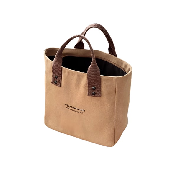 AOMRCOL Canvas Tote Bag for Women Small Tote Bag, Large Capacity Handbag Lunchbox Bag Travel Bag Small Tote Bag with Zipper (Brown)