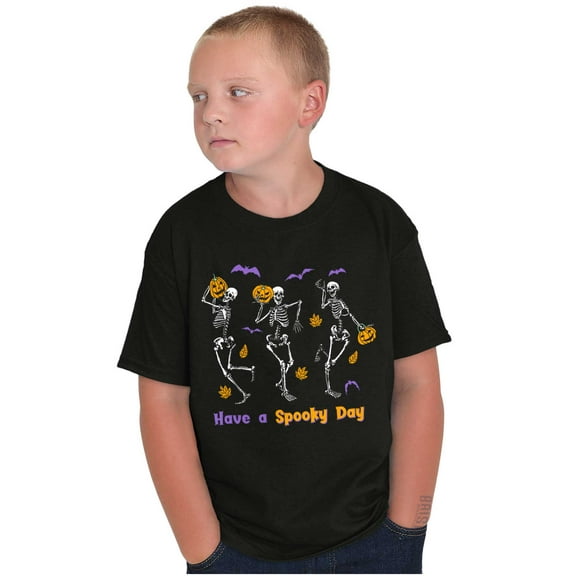 Halloween Have A Spooky Day Skeletons Crewneck T Shirts Boy Girl Teen Brisco Brands S