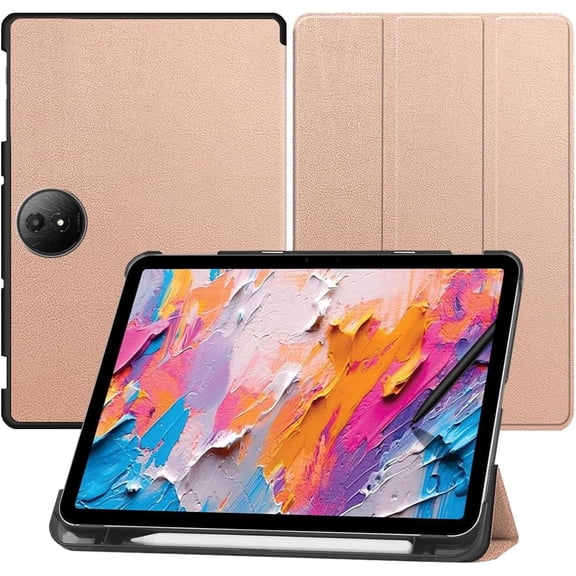 [lihoulai] for TCL NXTPaper 11 Plus Tablet Case,TCL Tablet 11.5Inch Case, Ultra Thin, Protective Case, Trifold, Magnetic Closure, Stand, Shockproof, Ultra Lightweight, with Pencil Holder, Rose Gold
