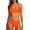 Orange, variant on Swimsuit Coverup for Women 2 Piece Neck Crop Top High Cut Sporty High Waisted Bottoms Beach Vacation Essentials,Orange,XS