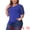 Blue, variant on Women's Plus Tops V Neck Swiss Dots Puff Sleeve Casual Blouse Shirt 4X Red