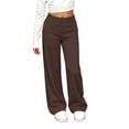 thumbnail image 5 of XRoczxe Girls Solid‑Color Wide‑Leg Casual Pants, Elastic Waist Lightweight Straight‑Leg Sports Trousers For Autumn Daily Outfit|Brown, 5 of 9