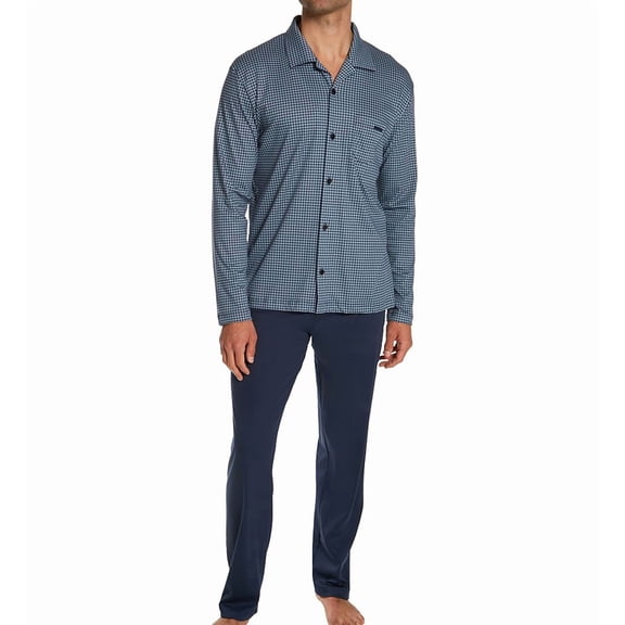 Men's Calida 42567 Relax Choice Supima Cotton Pajama Pant Set (Indigo Mood 2XL)