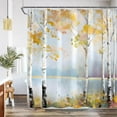 thumbnail image 2 of Fall Birch Tree Shower Curtain Abstract Aesthetic Oil Painting Shower Curtains for Bathroom Waterproof Fabric Pretty Autumn Nature Forest Art Bath Curtain Decor with Hooks (Yellow, 72" x 72"), 2 of 6