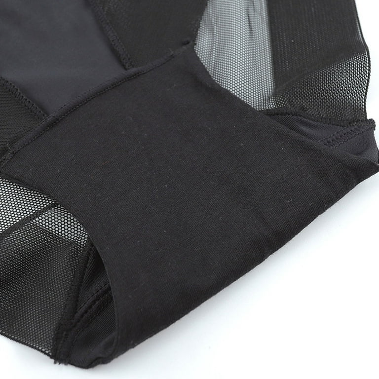 QIPOPIQ Underwear for Women Plus Size Mid-waist Transparent Mesh Briefs  High Elastic Comfortable Ice Silk Ultra- Panties 