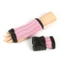 thumbnail image 4 of MIASHUI Women's Fuzzy Knitted Glove Sleeves with Exposed Fingers, Thick Fleece Lined Arm Warmers, Cable Pattern Gloves for Cold Weather, Soft and Cozy Design Pink, 4 of 6