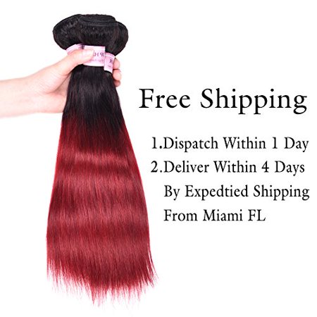 Aigemei Brazilian Ombre Burgundy Hair Extensions Black To Red
