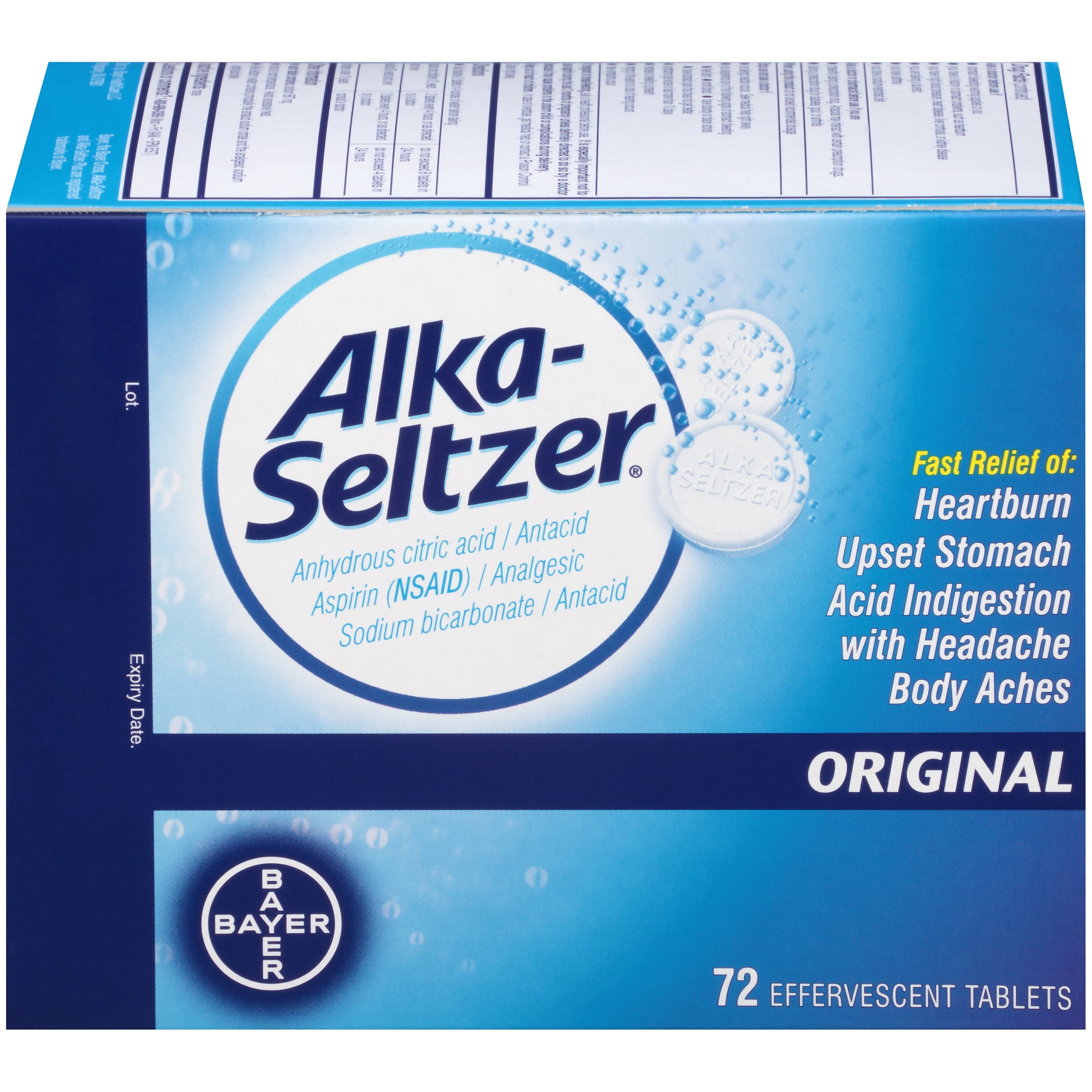 Alka-Seltzer Original Effervescent Tablets, 72 Count - Walmart.com