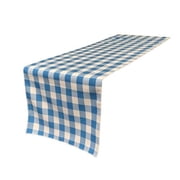 LA Linen Polyester Gingham Checkered 14 by 108-Inch Table Runner, Pink and White