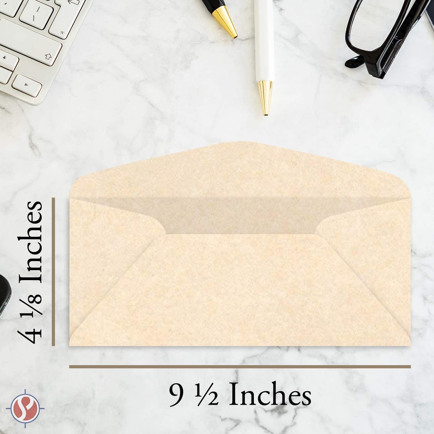 Natural #10 Parchment Business Envelopes – Perfect for Invitations, Greetings, Holiday, Office, Invoices, Letters, Mailings | 4 1/8 x 9 1/2 inches | 50 per Pack