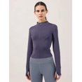 thumbnail image 2 of ORUYROP Veste de Course Légère Extensible pour Femmes avec Fermeture Éclair Complète et Trous pour les Pouces, 2 of 7