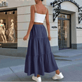thumbnail image 5 of Women High Waisted Flowy Tiered Linen Skirt Casual Pleated A-Line Beach Long Skirts with Tie, 5 of 7