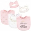 Little Treasure Baby Girl Cotton Bib and Headband Set 5pk, Daddys Princess, One Size