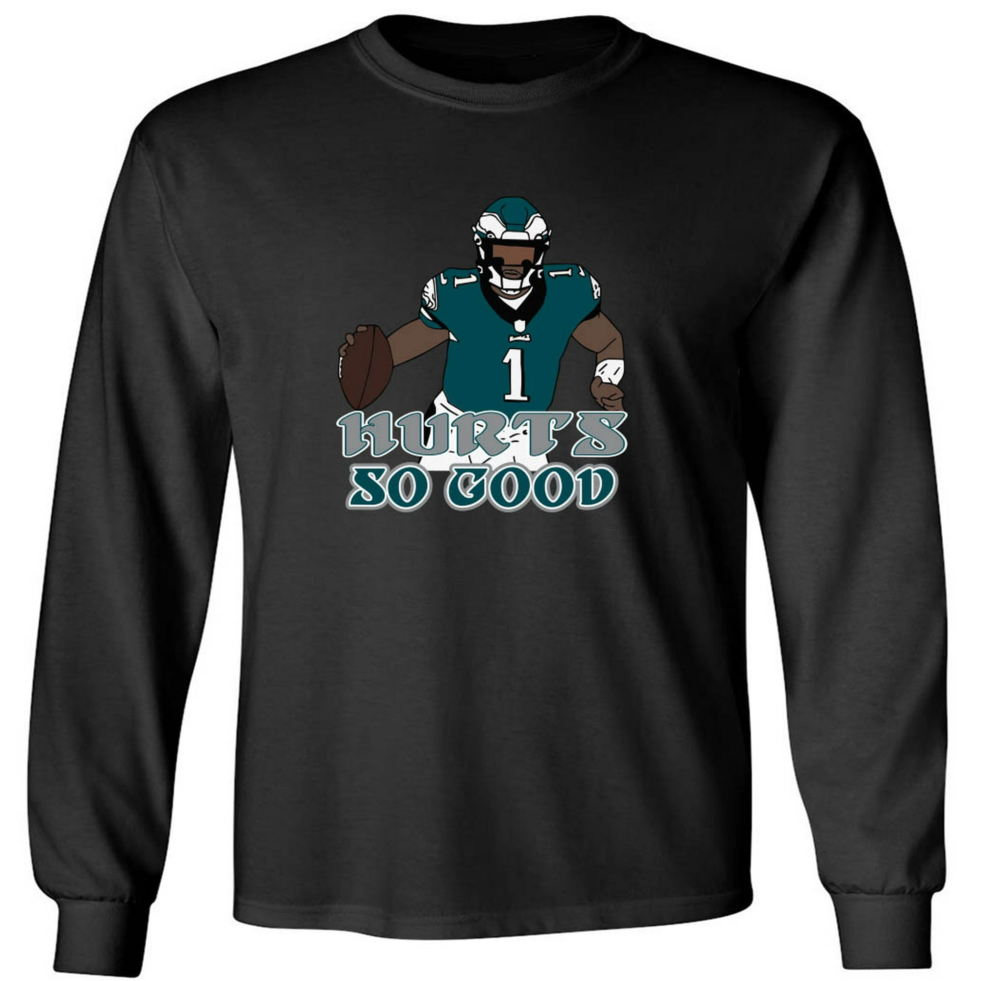 Shedd Shirts Long Sleeve Black Eagles Jalen Hurts So Good T-Shirt Adult Medium, Men's