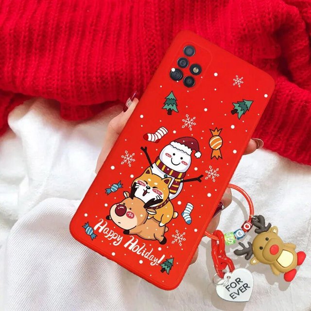 Christmas Reindeer Santa Claus Key Chain Case For iPhone 15 Pro Max 15 Pro For iPhone 15 Plus Hat Tree Snowman Tpu Cover