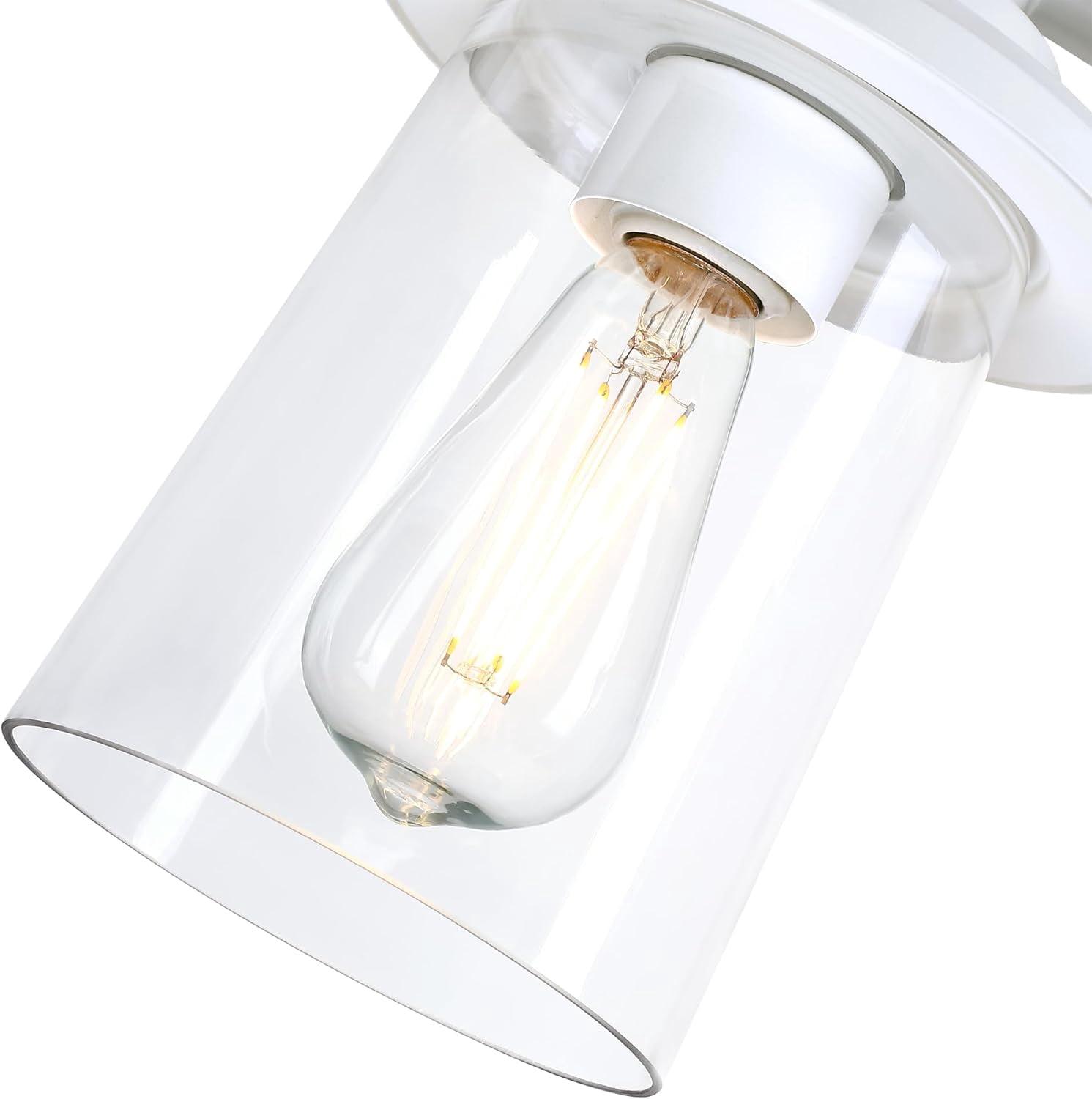 Revtronic Motion Sensor Outdoor Wall Lantern, Modern Dusk to Dawn Porch Wall Lighting Sconce, Matte White