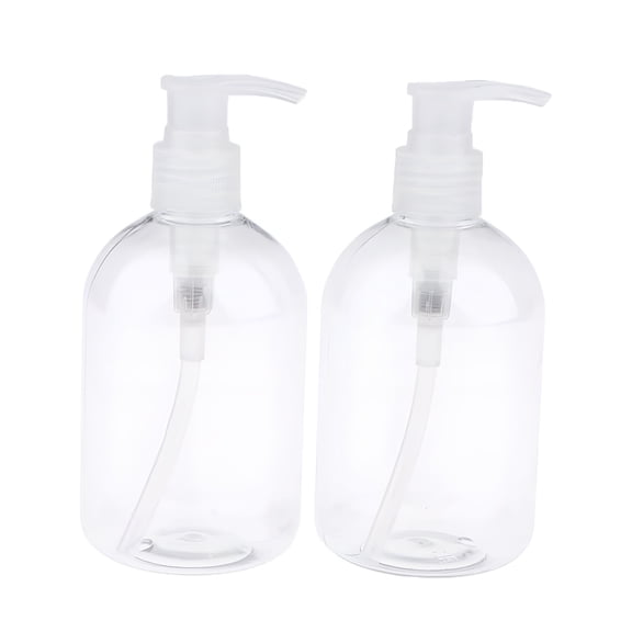 ACDANC Set of 2 Extra Large Volume Refillable Countertop Pump Dispenser for Shampoo, Conditioner, Soap, Mouthwash - 350ml Clear Pump