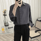 thumbnail image 4 of Camisa de manga larga negra de moda para hombre, chaqueta de uniforme militar de moda, ropa informal blanca para primavera y otoño, 4 of 4