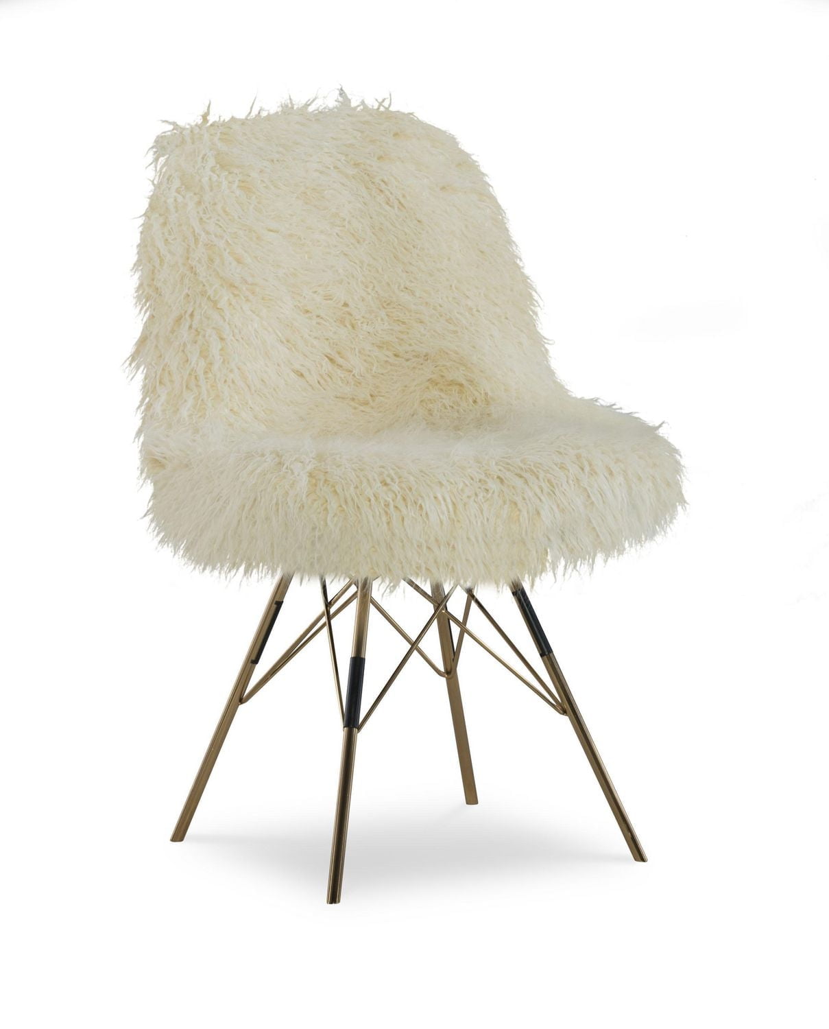 Niles Faux Fur Chair with Gold Metal Base
